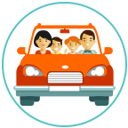 family in car illustration